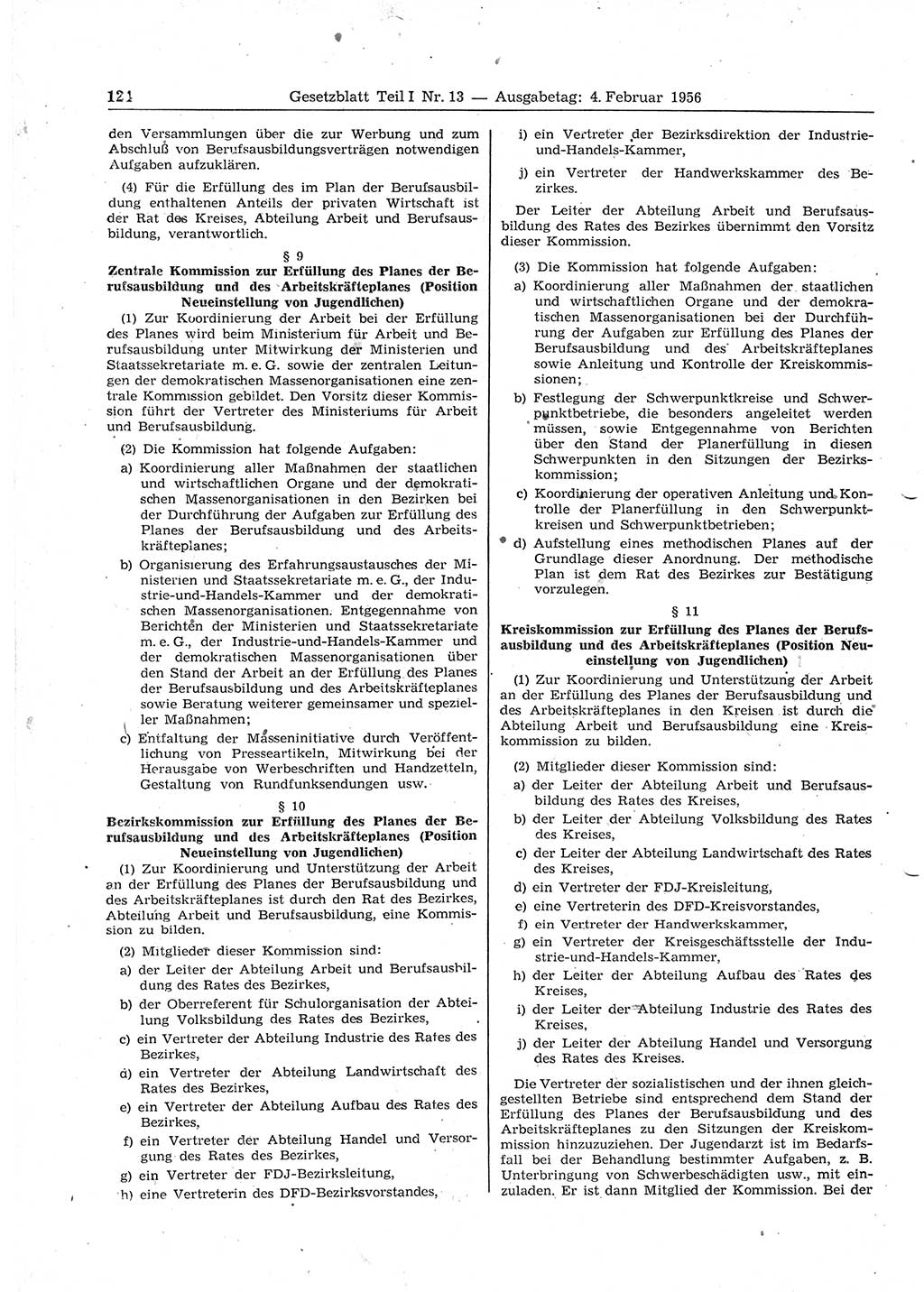 Gesetzblatt (GBl.) der Deutschen Demokratischen Republik (DDR) Teil Ⅰ 1956, Seite 124 (GBl. DDR Ⅰ 1956, S. 124)