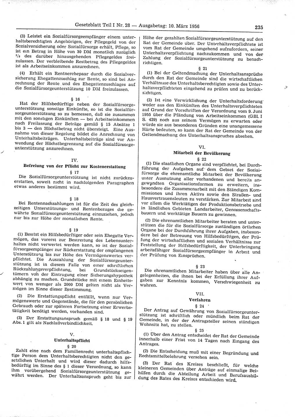 Gesetzblatt (GBl.) der Deutschen Demokratischen Republik (DDR) Teil Ⅰ 1956, Seite 235 (GBl. DDR Ⅰ 1956, S. 235)