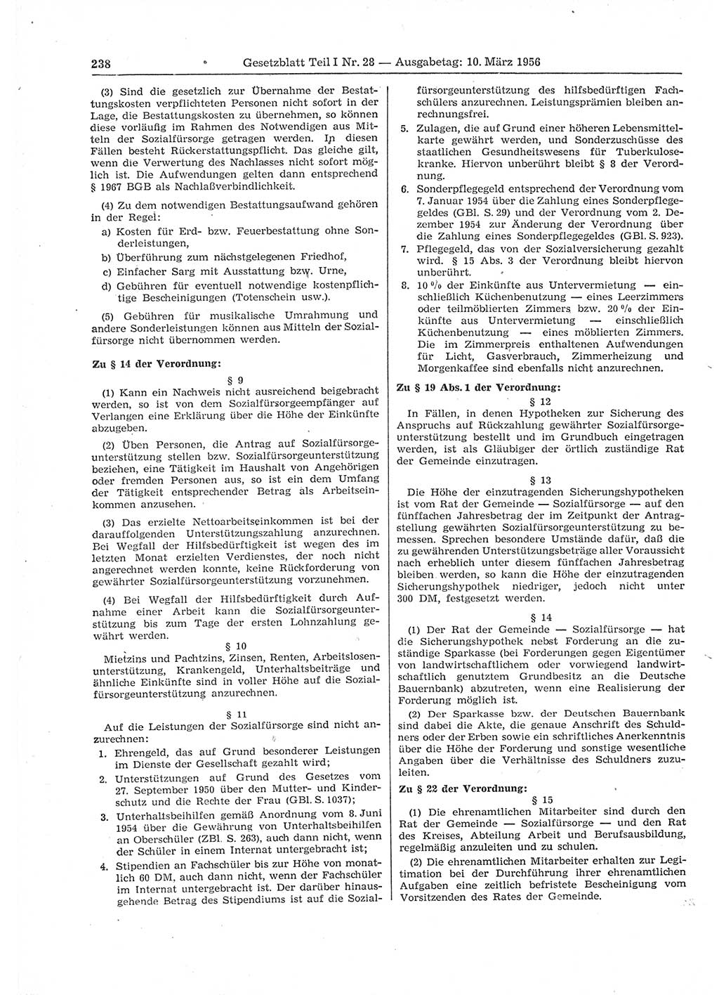 Gesetzblatt (GBl.) der Deutschen Demokratischen Republik (DDR) Teil Ⅰ 1956, Seite 238 (GBl. DDR Ⅰ 1956, S. 238)