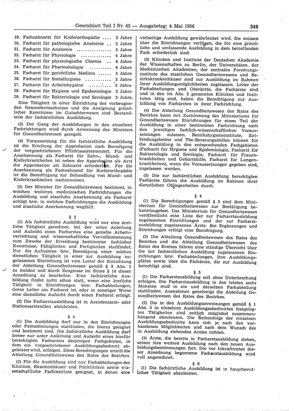 Gesetzblatt (GBl.) der Deutschen Demokratischen Republik (DDR) Teil Ⅰ 1956, Seite 349 (GBl. DDR Ⅰ 1956, S. 349)