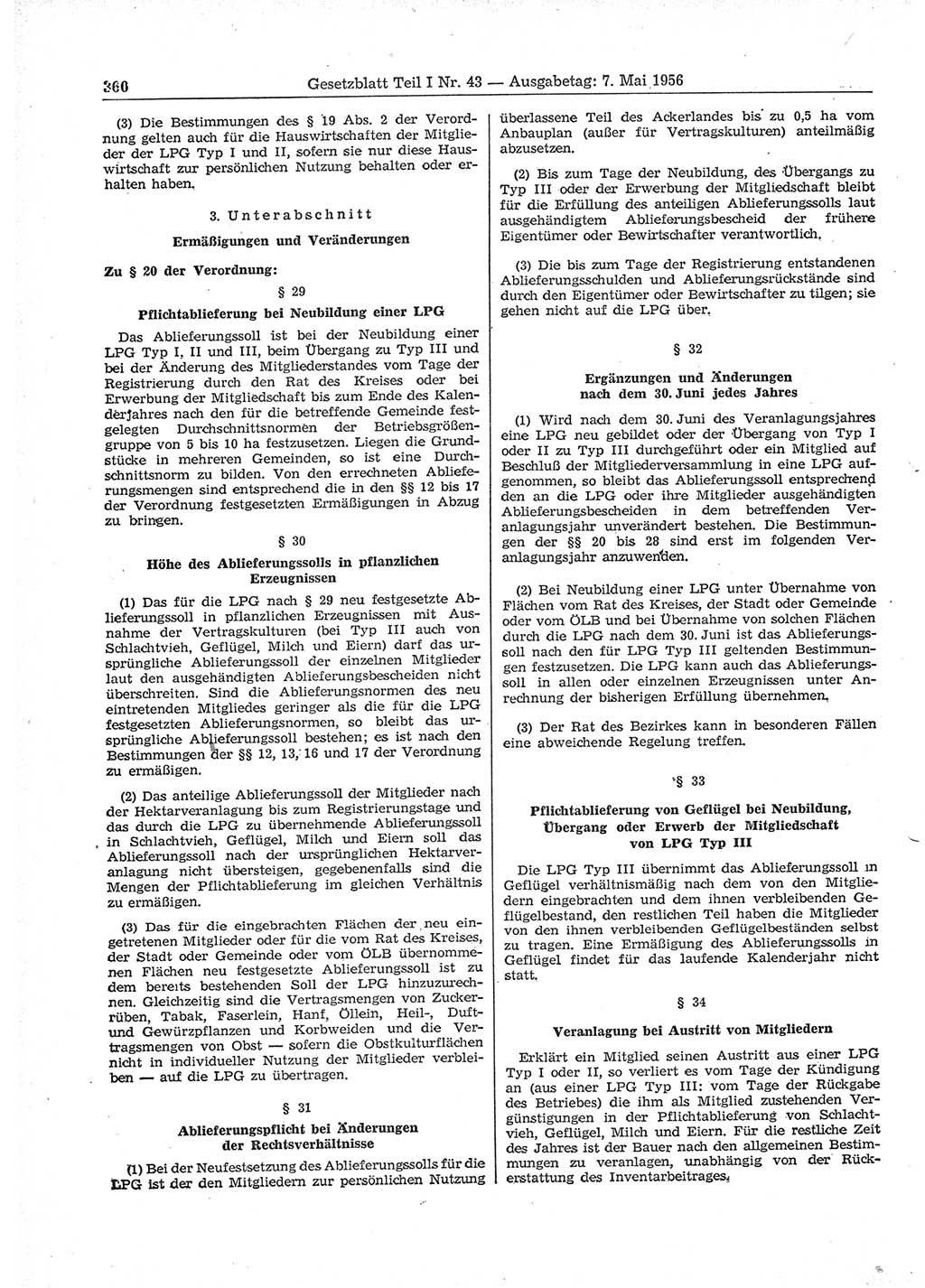 Gesetzblatt (GBl.) der Deutschen Demokratischen Republik (DDR) Teil Ⅰ 1956, Seite 360 (GBl. DDR Ⅰ 1956, S. 360)