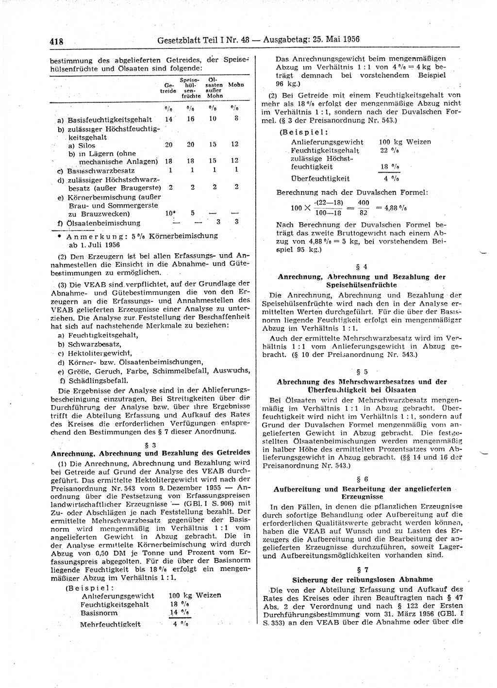 Gesetzblatt (GBl.) der Deutschen Demokratischen Republik (DDR) Teil Ⅰ 1956, Seite 418 (GBl. DDR Ⅰ 1956, S. 418)