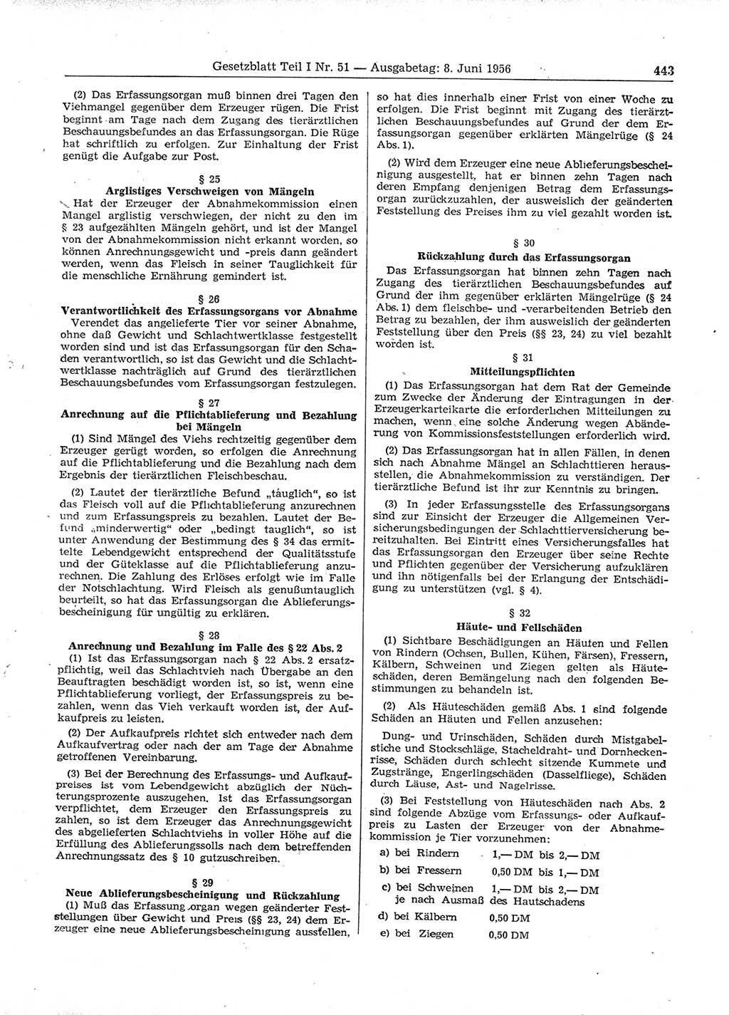 Gesetzblatt (GBl.) der Deutschen Demokratischen Republik (DDR) Teil Ⅰ 1956, Seite 443 (GBl. DDR Ⅰ 1956, S. 443)