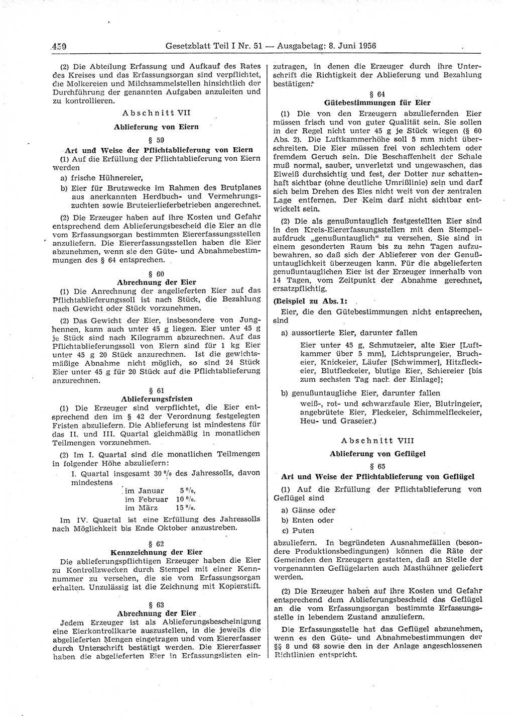 Gesetzblatt (GBl.) der Deutschen Demokratischen Republik (DDR) Teil Ⅰ 1956, Seite 450 (GBl. DDR Ⅰ 1956, S. 450)