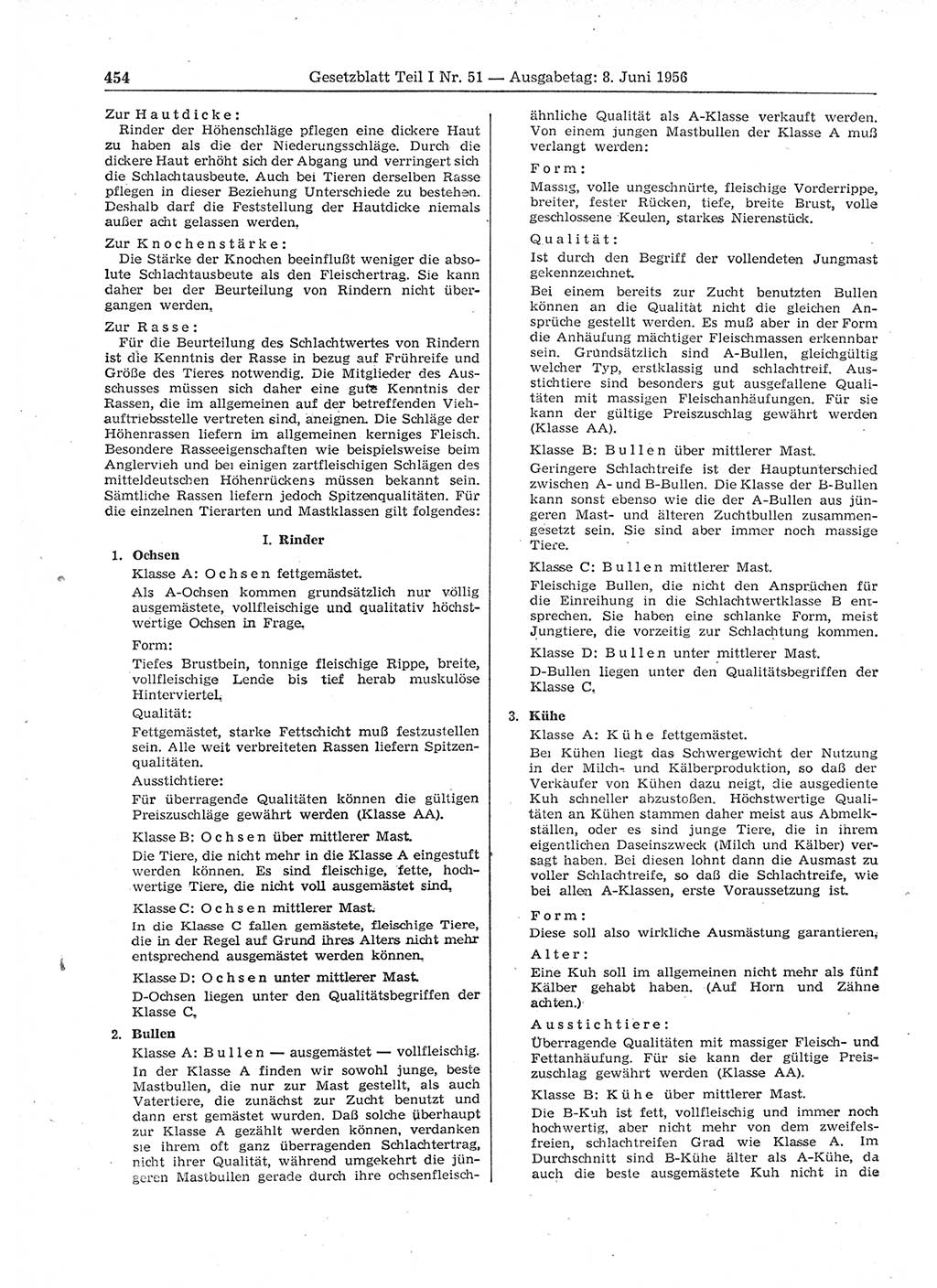Gesetzblatt (GBl.) der Deutschen Demokratischen Republik (DDR) Teil Ⅰ 1956, Seite 454 (GBl. DDR Ⅰ 1956, S. 454)