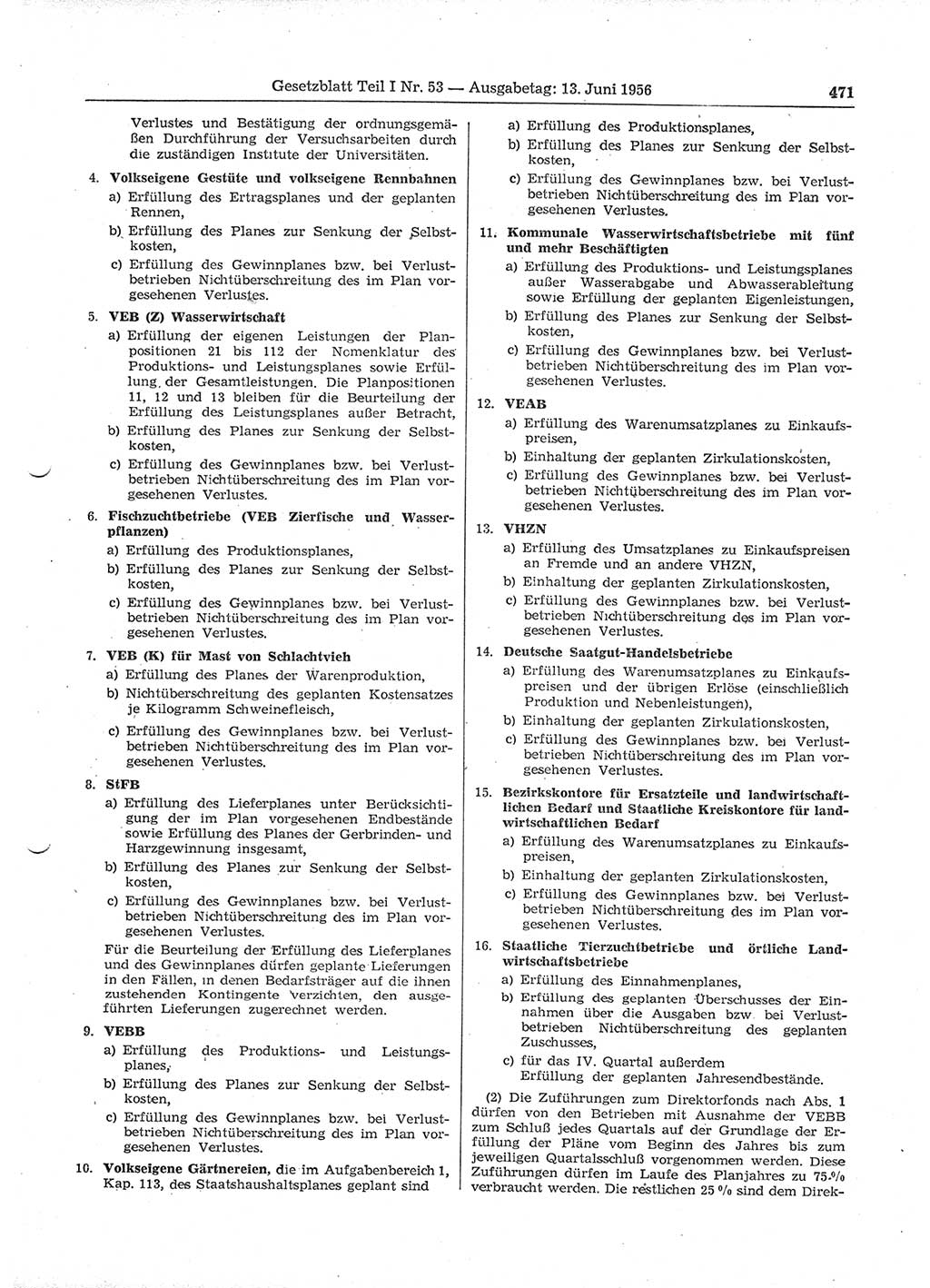 Gesetzblatt (GBl.) der Deutschen Demokratischen Republik (DDR) Teil Ⅰ 1956, Seite 471 (GBl. DDR Ⅰ 1956, S. 471)