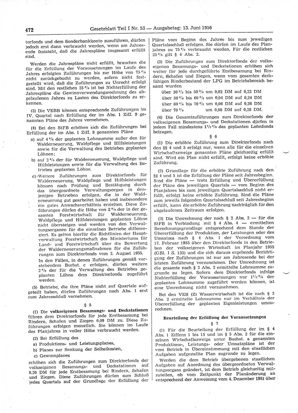 Gesetzblatt (GBl.) der Deutschen Demokratischen Republik (DDR) Teil Ⅰ 1956, Seite 472 (GBl. DDR Ⅰ 1956, S. 472)