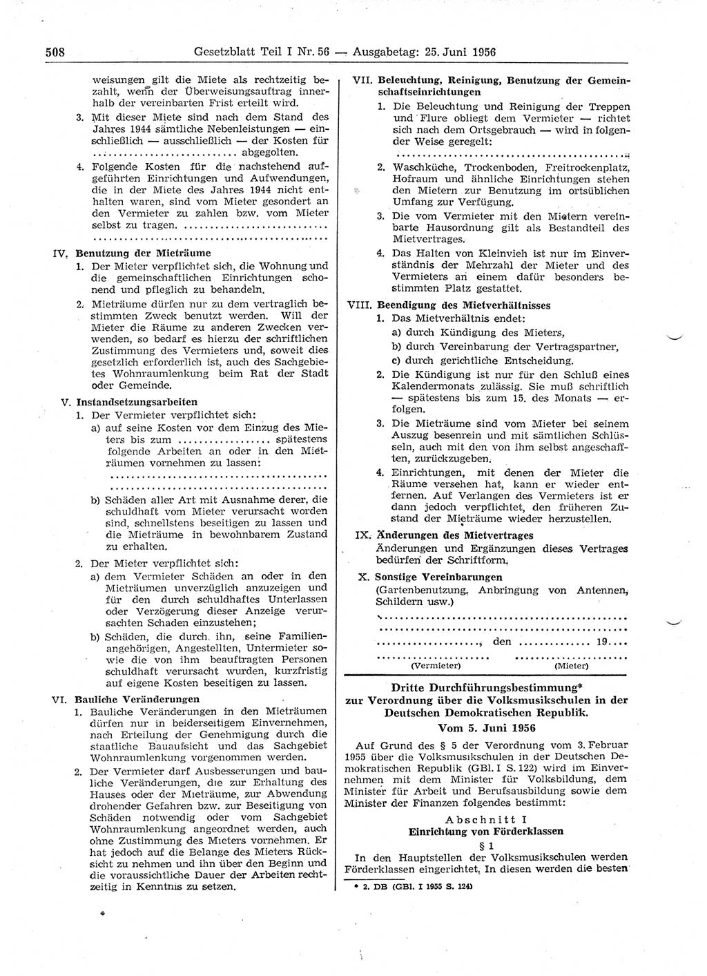 Gesetzblatt (GBl.) der Deutschen Demokratischen Republik (DDR) Teil Ⅰ 1956, Seite 508 (GBl. DDR Ⅰ 1956, S. 508)