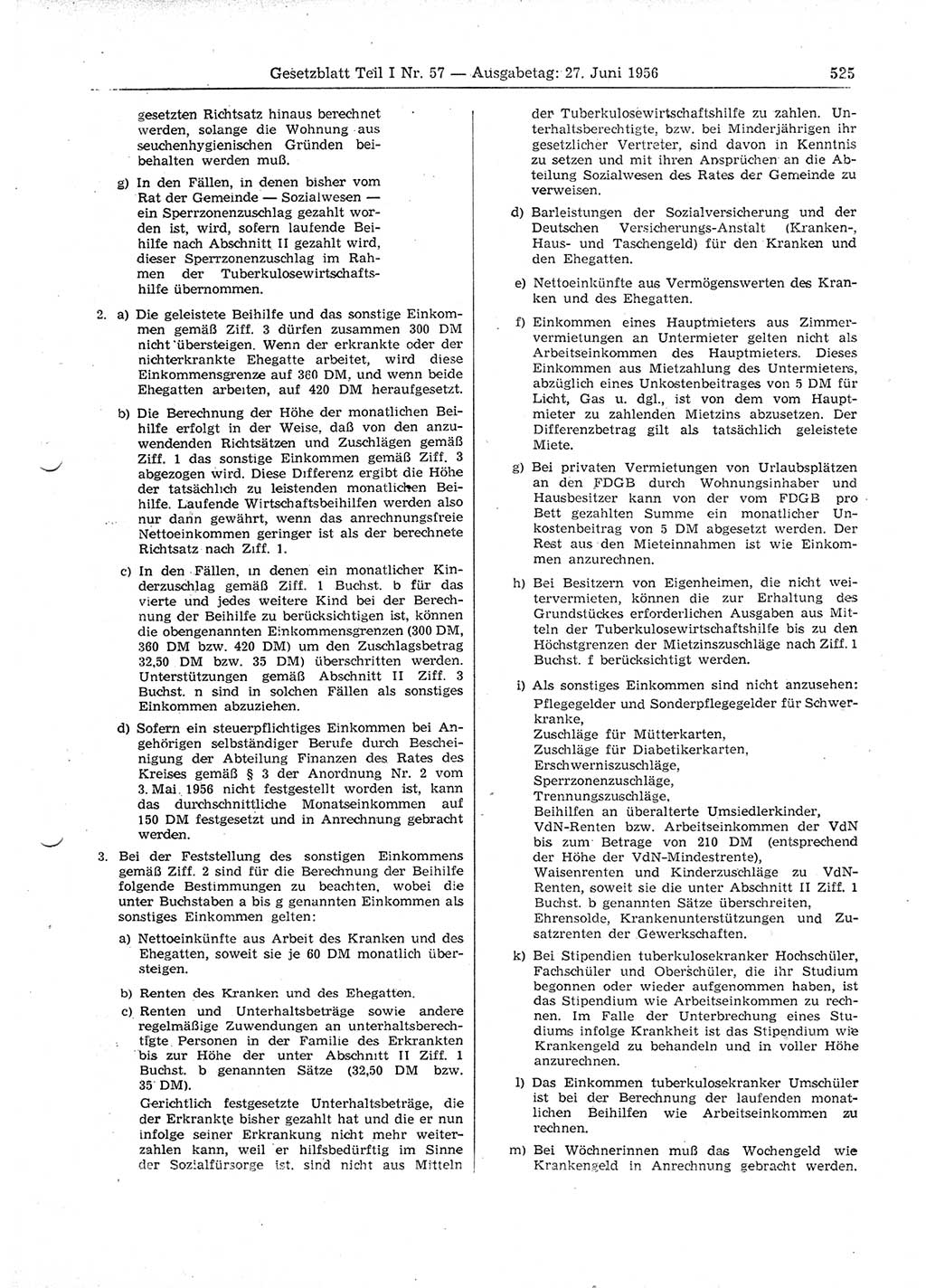 Gesetzblatt (GBl.) der Deutschen Demokratischen Republik (DDR) Teil Ⅰ 1956, Seite 525 (GBl. DDR Ⅰ 1956, S. 525)