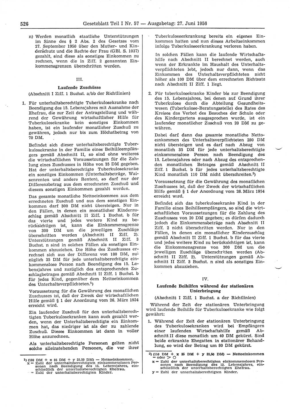 Gesetzblatt (GBl.) der Deutschen Demokratischen Republik (DDR) Teil Ⅰ 1956, Seite 526 (GBl. DDR Ⅰ 1956, S. 526)
