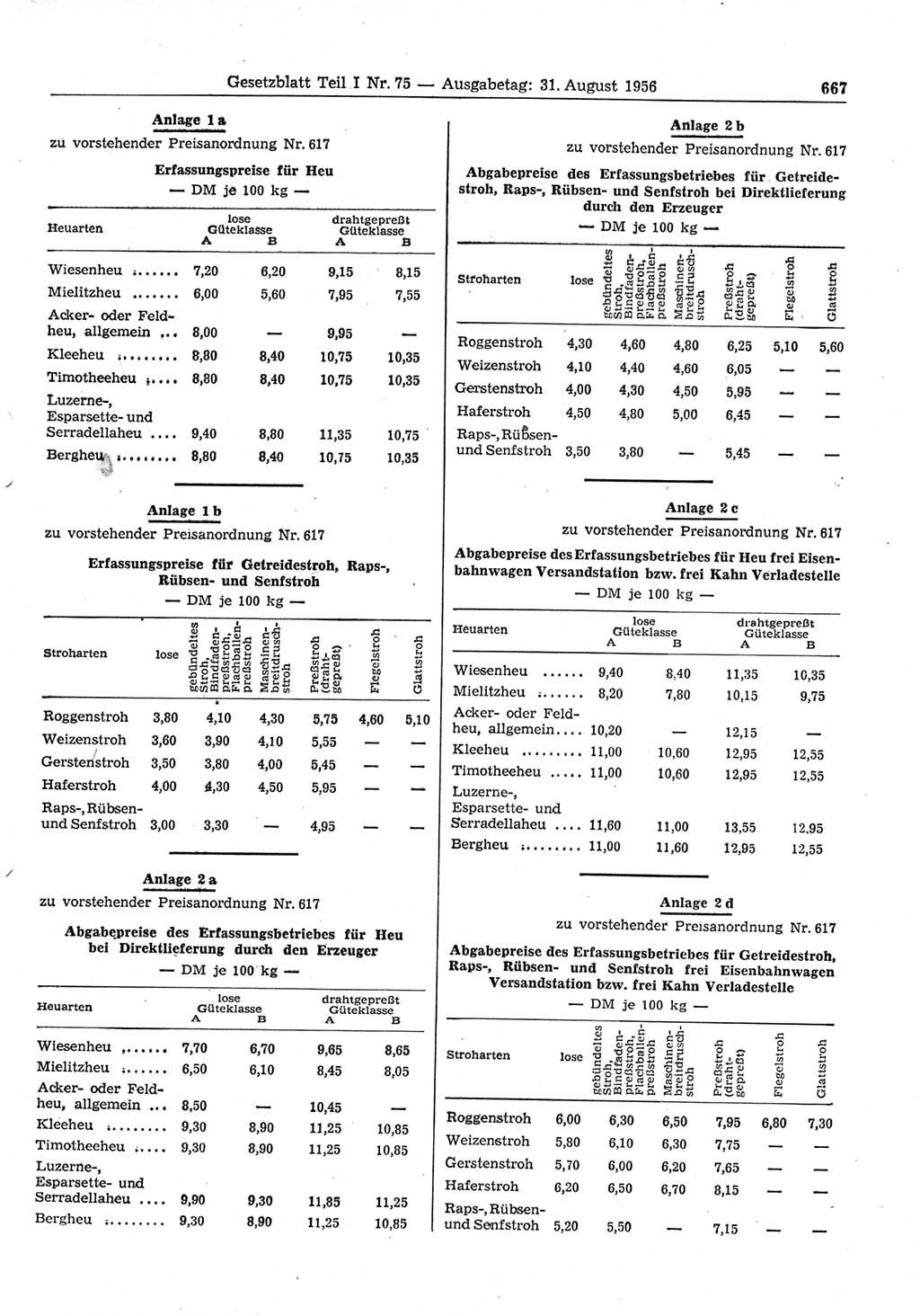 Gesetzblatt (GBl.) der Deutschen Demokratischen Republik (DDR) Teil Ⅰ 1956, Seite 667 (GBl. DDR Ⅰ 1956, S. 667)