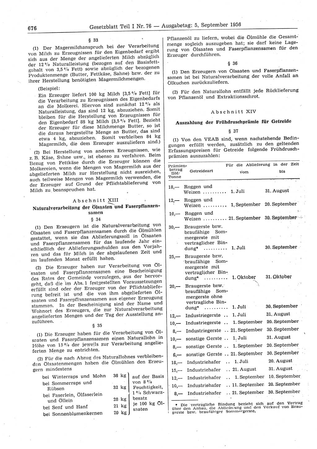 Gesetzblatt (GBl.) der Deutschen Demokratischen Republik (DDR) Teil Ⅰ 1956, Seite 676 (GBl. DDR Ⅰ 1956, S. 676)