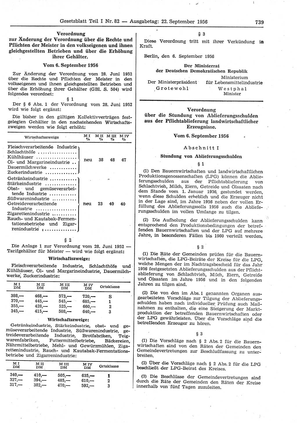Gesetzblatt (GBl.) der Deutschen Demokratischen Republik (DDR) Teil Ⅰ 1956, Seite 739 (GBl. DDR Ⅰ 1956, S. 739)