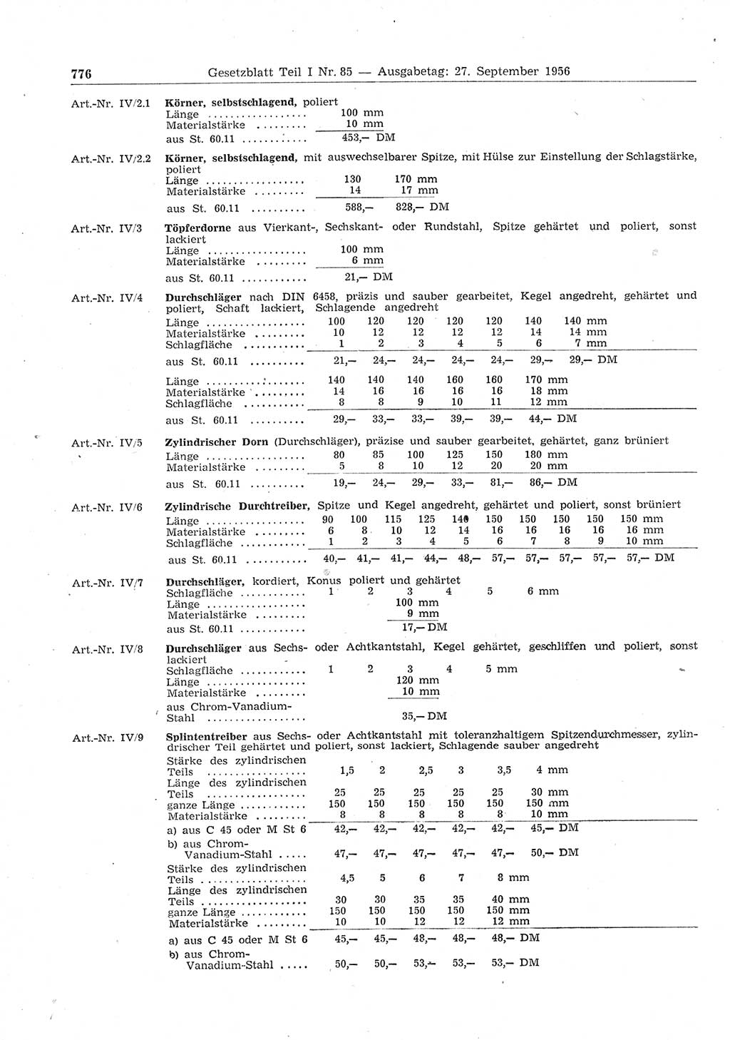 Gesetzblatt (GBl.) der Deutschen Demokratischen Republik (DDR) Teil Ⅰ 1956, Seite 776 (GBl. DDR Ⅰ 1956, S. 776)