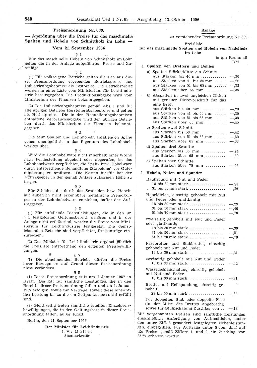 Gesetzblatt (GBl.) der Deutschen Demokratischen Republik (DDR) Teil Ⅰ 1956, Seite 840 (GBl. DDR Ⅰ 1956, S. 840)