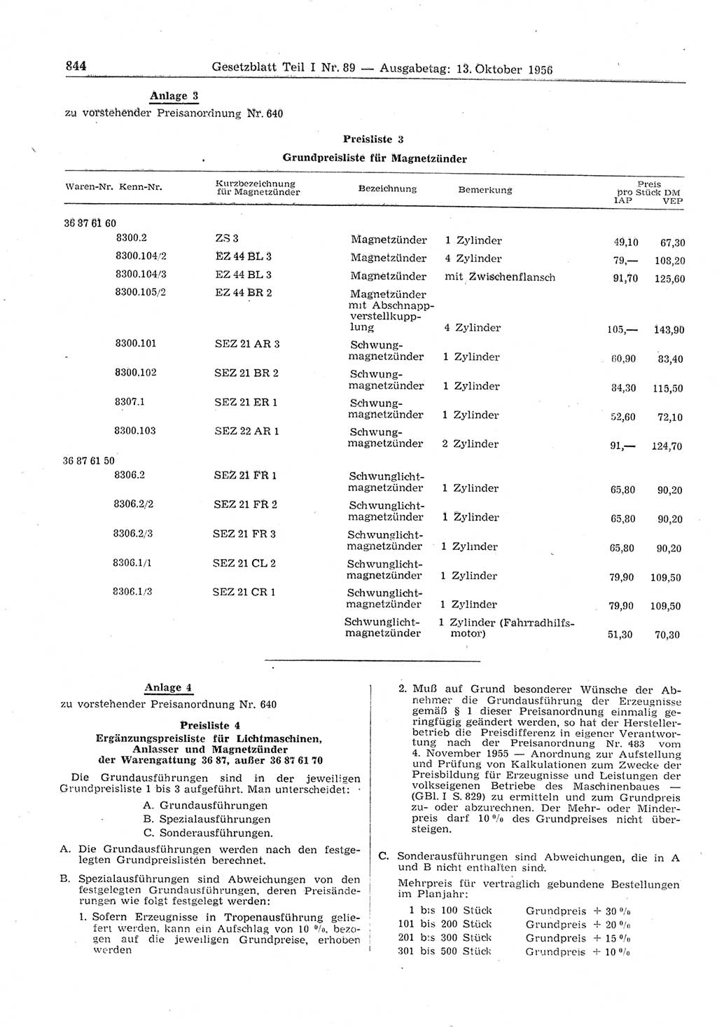 Gesetzblatt (GBl.) der Deutschen Demokratischen Republik (DDR) Teil Ⅰ 1956, Seite 844 (GBl. DDR Ⅰ 1956, S. 844)