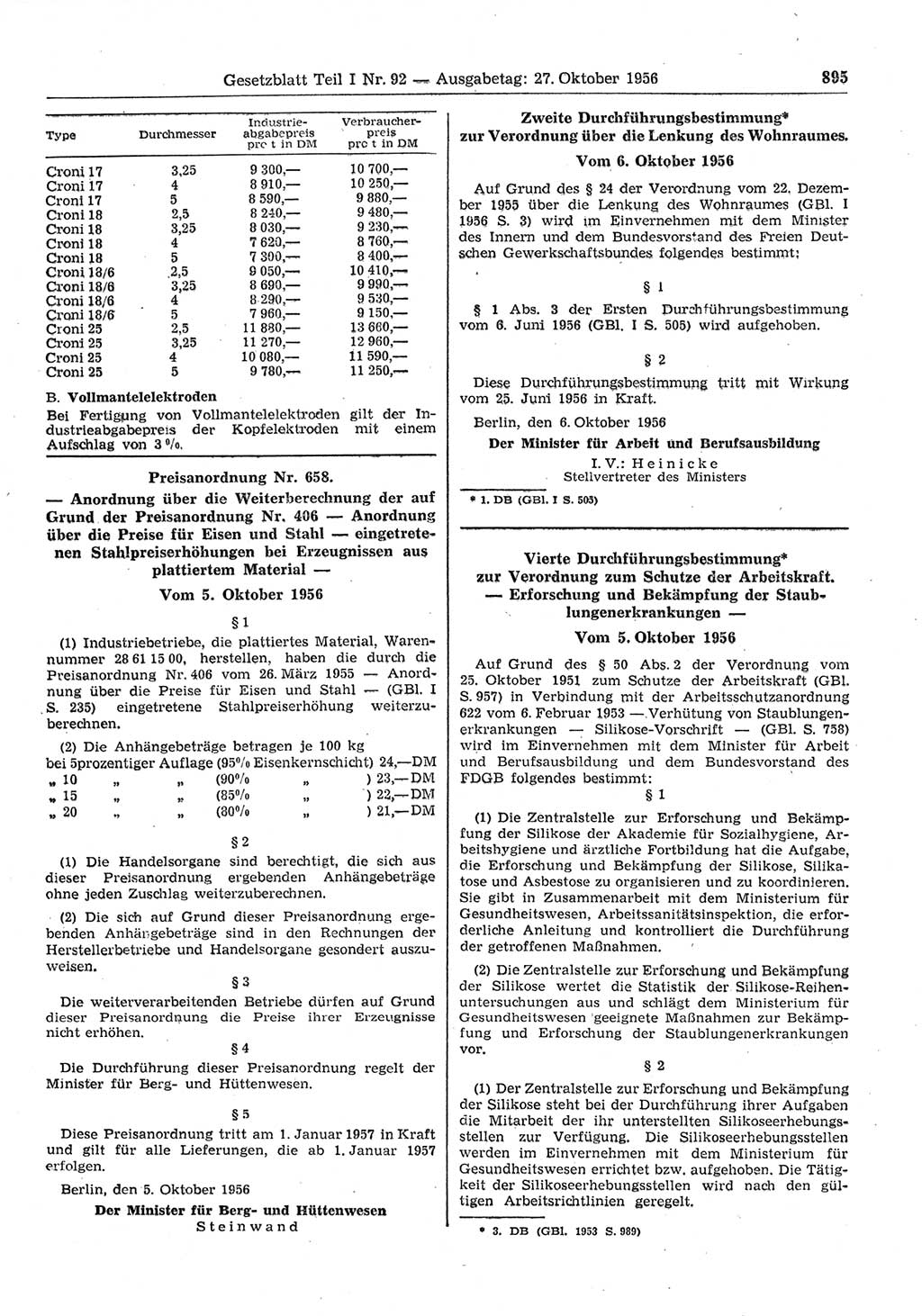 Gesetzblatt (GBl.) der Deutschen Demokratischen Republik (DDR) Teil Ⅰ 1956, Seite 895 (GBl. DDR Ⅰ 1956, S. 895)