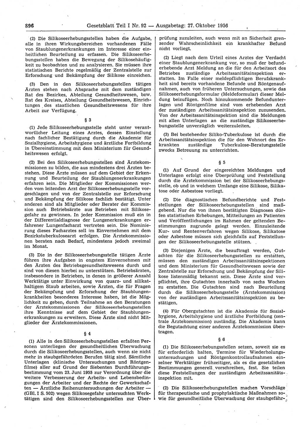 Gesetzblatt (GBl.) der Deutschen Demokratischen Republik (DDR) Teil Ⅰ 1956, Seite 896 (GBl. DDR Ⅰ 1956, S. 896)