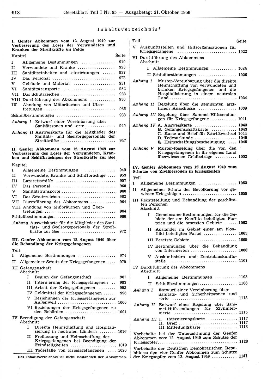 Gesetzblatt (GBl.) der Deutschen Demokratischen Republik (DDR) Teil Ⅰ 1956, Seite 918 (GBl. DDR Ⅰ 1956, S. 918)
