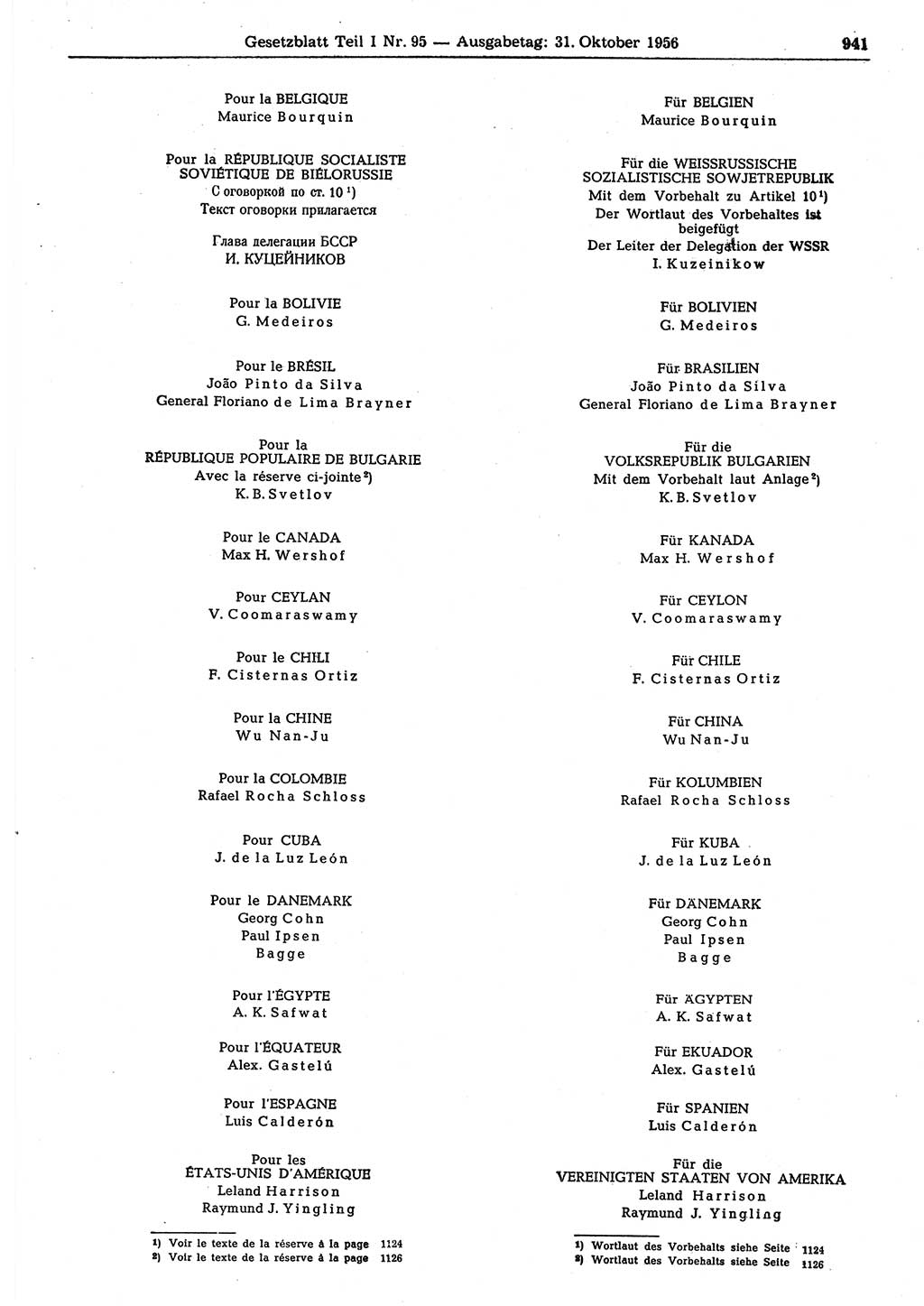 Gesetzblatt (GBl.) der Deutschen Demokratischen Republik (DDR) Teil Ⅰ 1956, Seite 941 (GBl. DDR Ⅰ 1956, S. 941)