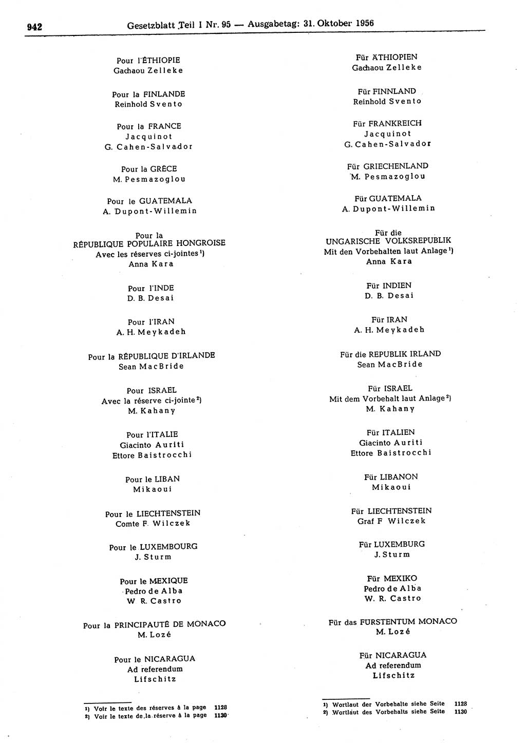 Gesetzblatt (GBl.) der Deutschen Demokratischen Republik (DDR) Teil Ⅰ 1956, Seite 942 (GBl. DDR Ⅰ 1956, S. 942)