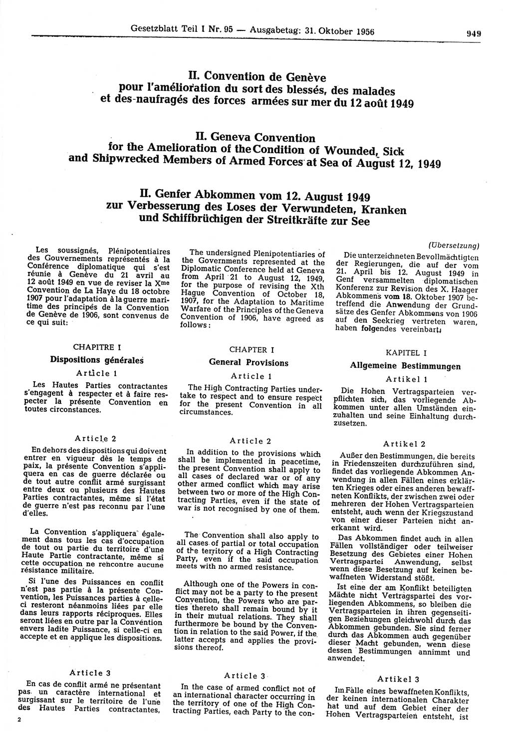 Gesetzblatt (GBl.) der Deutschen Demokratischen Republik (DDR) Teil Ⅰ 1956, Seite 949 (GBl. DDR Ⅰ 1956, S. 949)