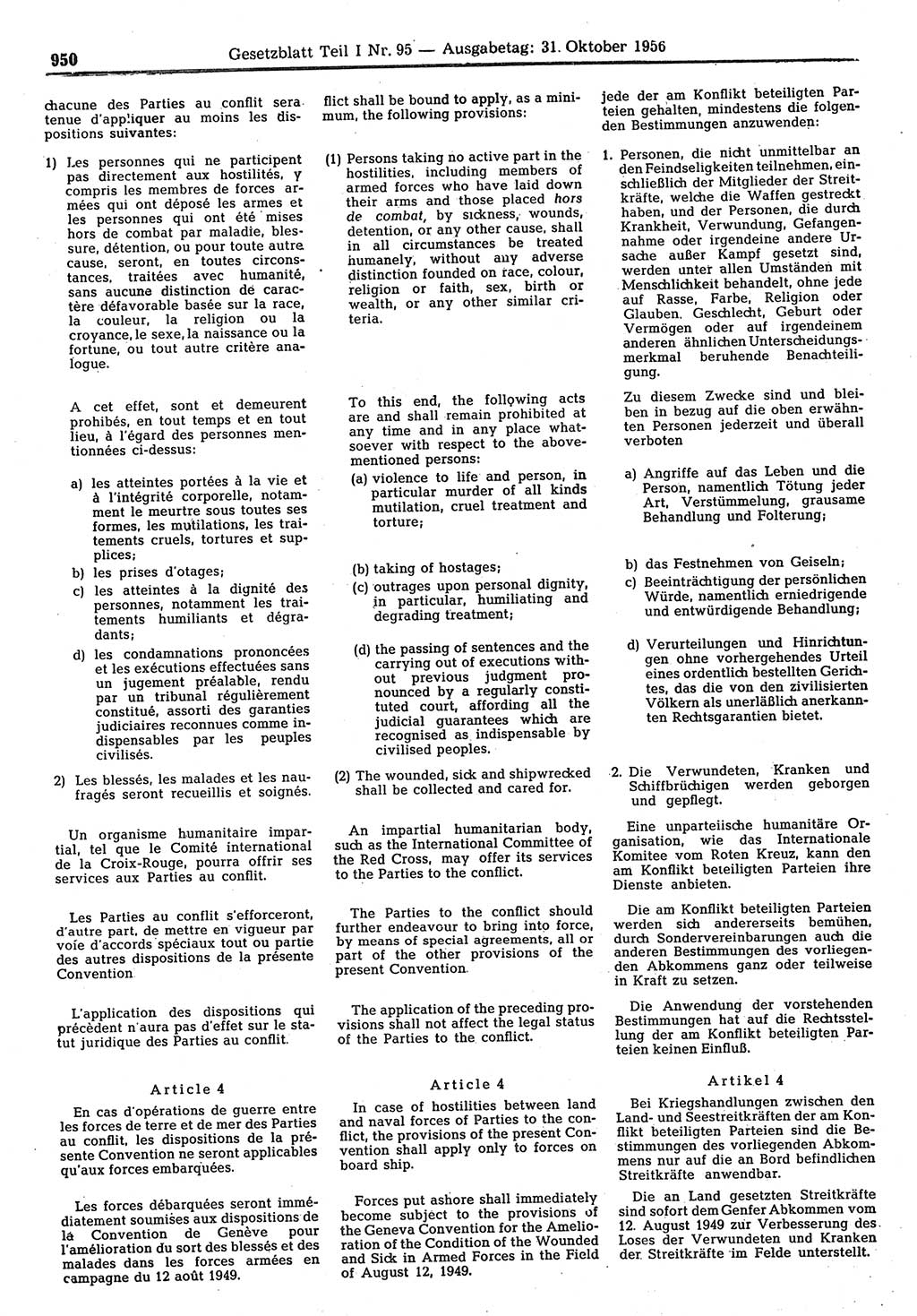 Gesetzblatt (GBl.) der Deutschen Demokratischen Republik (DDR) Teil Ⅰ 1956, Seite 950 (GBl. DDR Ⅰ 1956, S. 950)