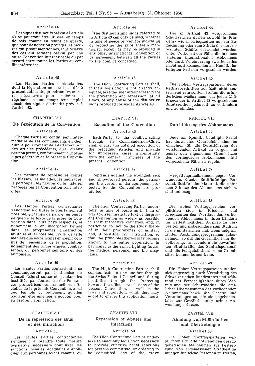 Gesetzblatt (GBl.) der Deutschen Demokratischen Republik (DDR) Teil Ⅰ 1956, Seite 964 (GBl. DDR Ⅰ 1956, S. 964)