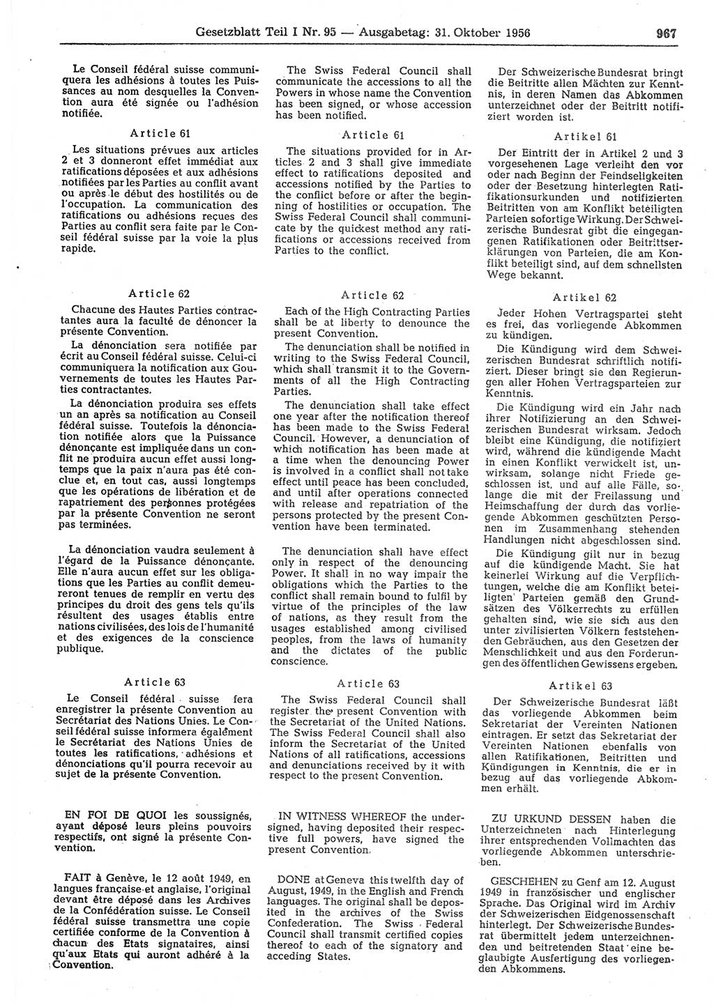 Gesetzblatt (GBl.) der Deutschen Demokratischen Republik (DDR) Teil Ⅰ 1956, Seite 967 (GBl. DDR Ⅰ 1956, S. 967)