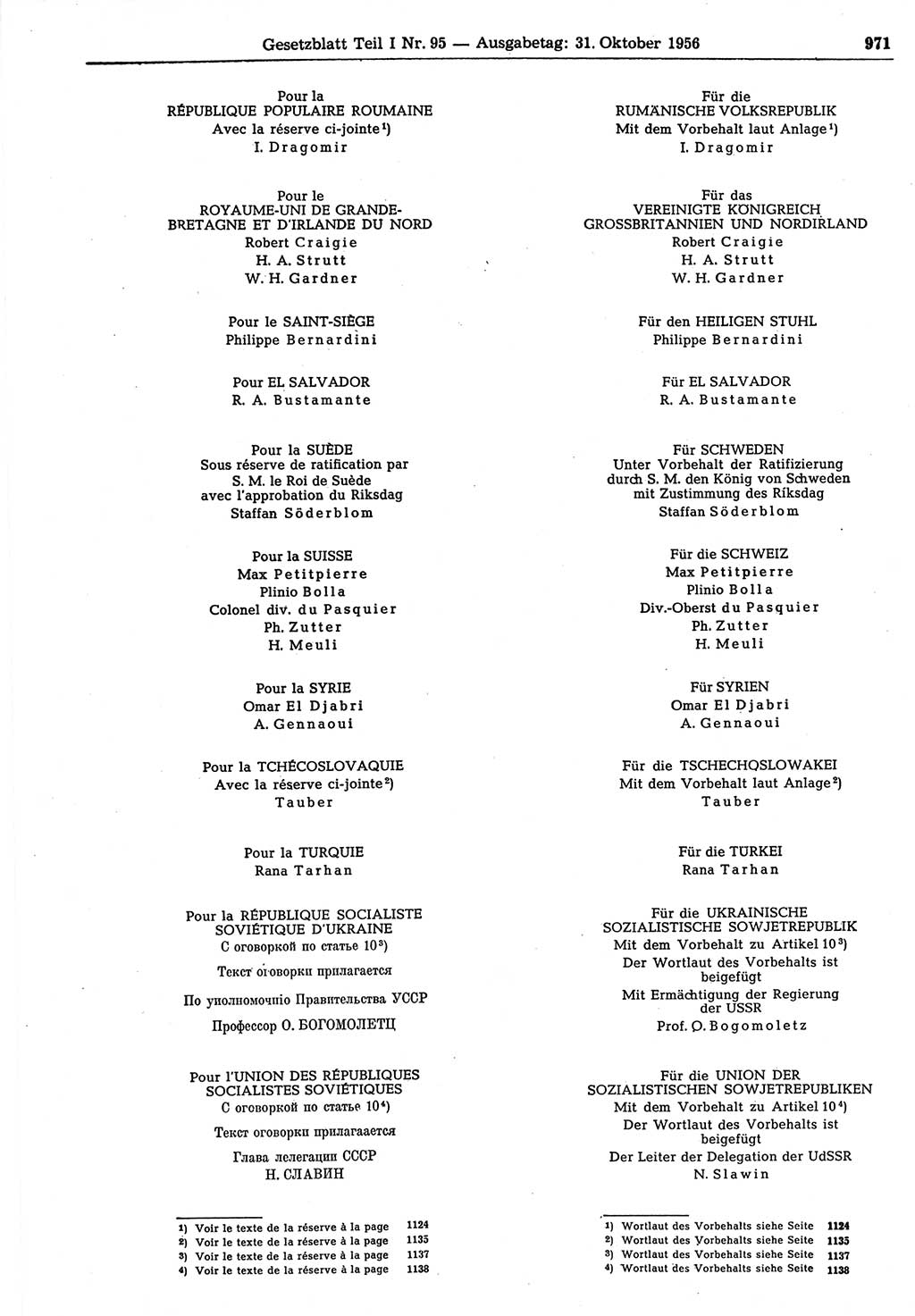 Gesetzblatt (GBl.) der Deutschen Demokratischen Republik (DDR) Teil Ⅰ 1956, Seite 971 (GBl. DDR Ⅰ 1956, S. 971)