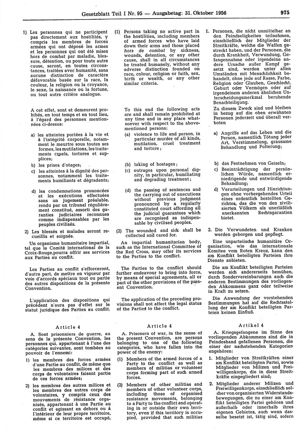 Gesetzblatt (GBl.) der Deutschen Demokratischen Republik (DDR) Teil Ⅰ 1956, Seite 975 (GBl. DDR Ⅰ 1956, S. 975)