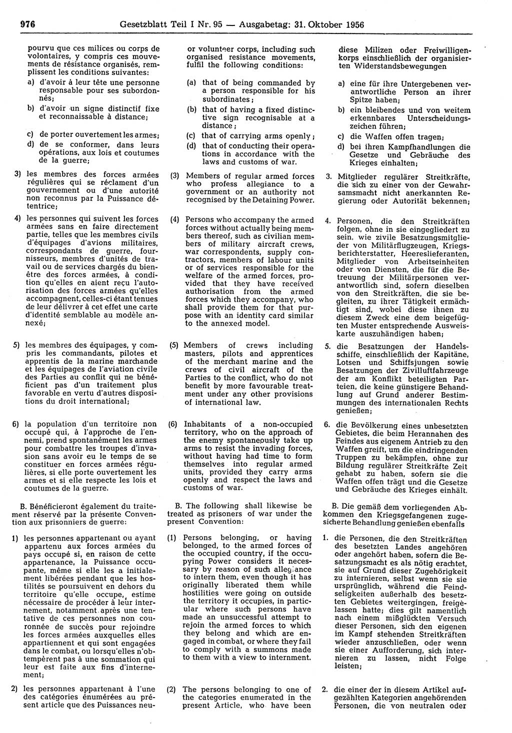 Gesetzblatt (GBl.) der Deutschen Demokratischen Republik (DDR) Teil Ⅰ 1956, Seite 976 (GBl. DDR Ⅰ 1956, S. 976)