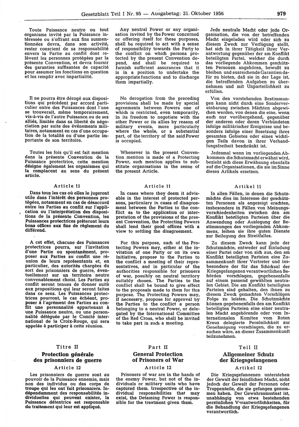 Gesetzblatt (GBl.) der Deutschen Demokratischen Republik (DDR) Teil Ⅰ 1956, Seite 979 (GBl. DDR Ⅰ 1956, S. 979)