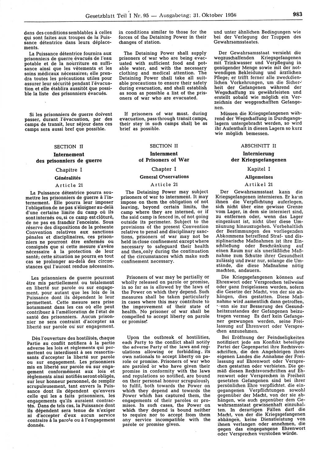 Gesetzblatt (GBl.) der Deutschen Demokratischen Republik (DDR) Teil Ⅰ 1956, Seite 983 (GBl. DDR Ⅰ 1956, S. 983)
