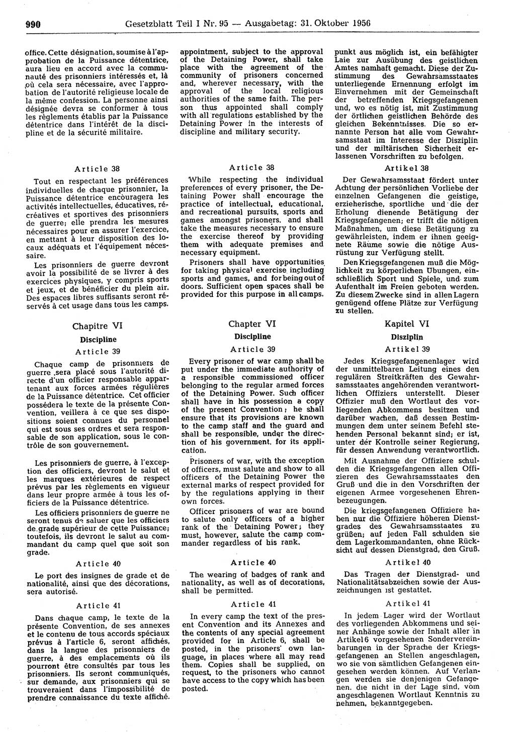 Gesetzblatt (GBl.) der Deutschen Demokratischen Republik (DDR) Teil Ⅰ 1956, Seite 990 (GBl. DDR Ⅰ 1956, S. 990)