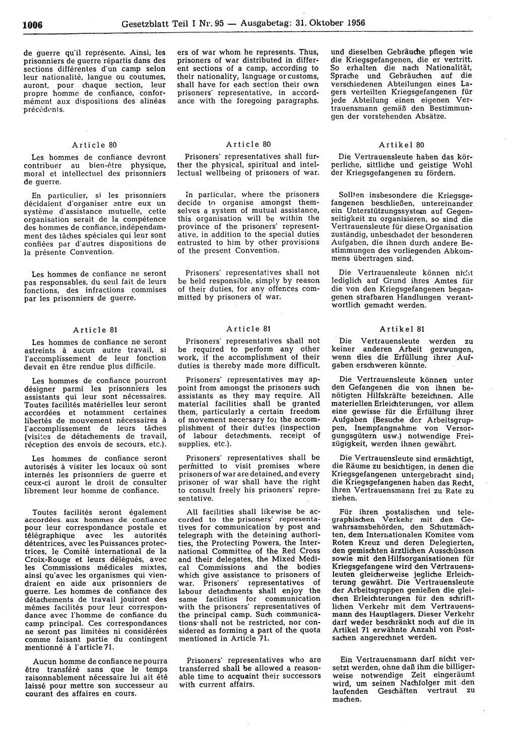 Gesetzblatt (GBl.) der Deutschen Demokratischen Republik (DDR) Teil Ⅰ 1956, Seite 1006 (GBl. DDR Ⅰ 1956, S. 1006)