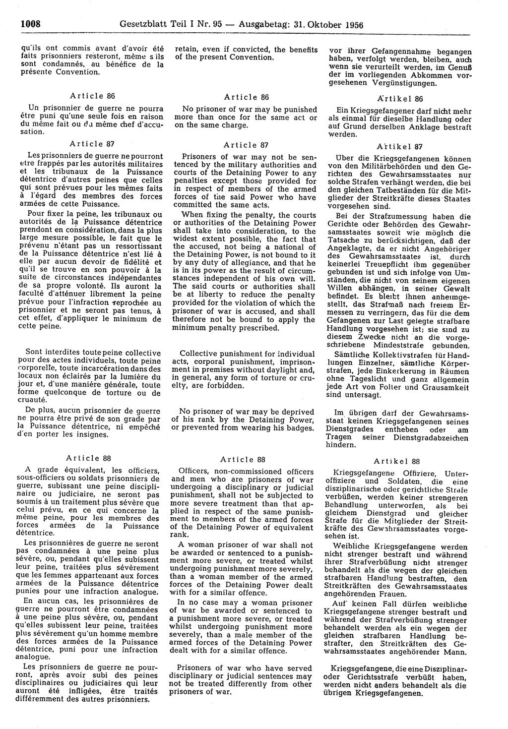 Gesetzblatt (GBl.) der Deutschen Demokratischen Republik (DDR) Teil Ⅰ 1956, Seite 1008 (GBl. DDR Ⅰ 1956, S. 1008)