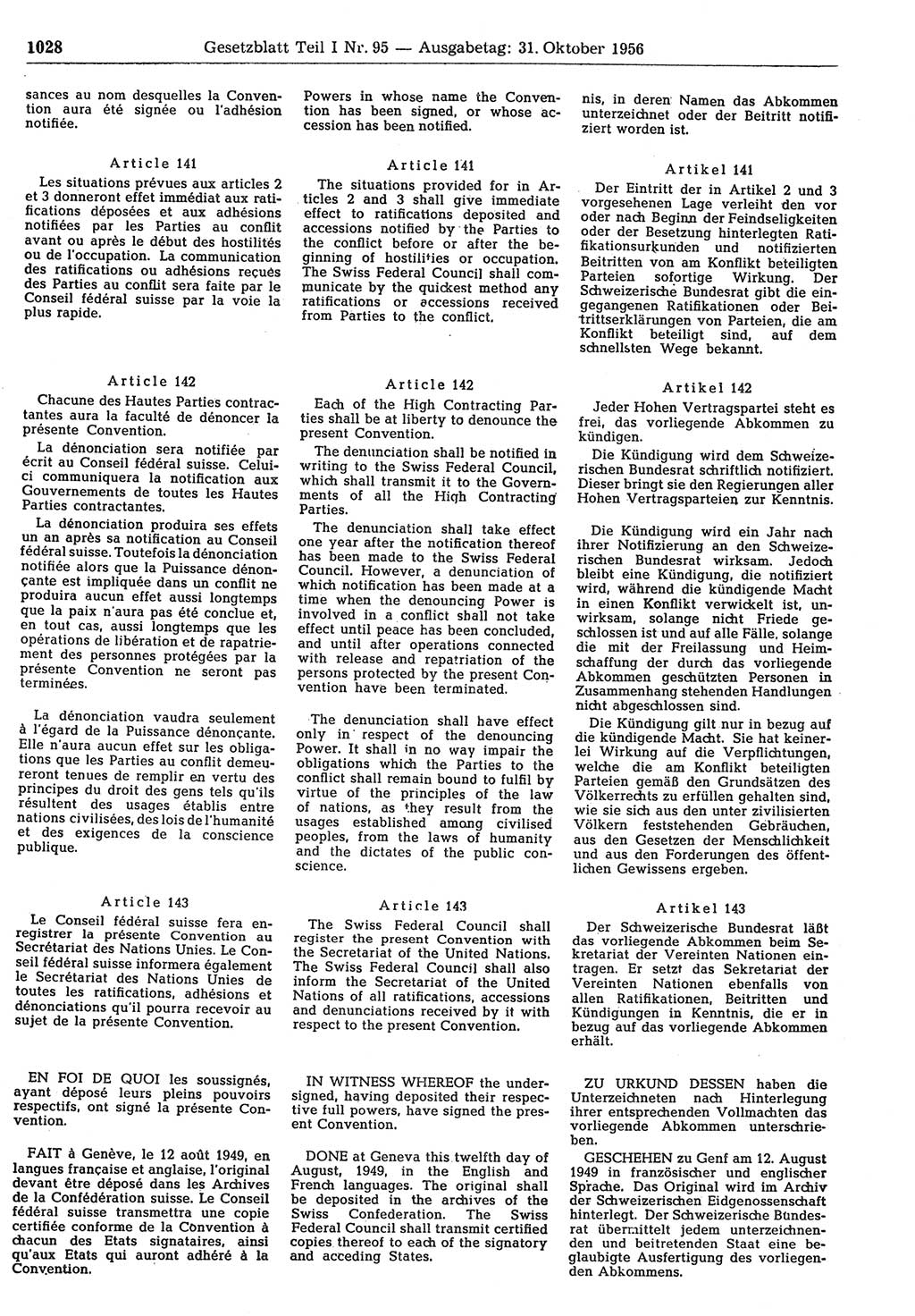 Gesetzblatt (GBl.) der Deutschen Demokratischen Republik (DDR) Teil Ⅰ 1956, Seite 1028 (GBl. DDR Ⅰ 1956, S. 1028)