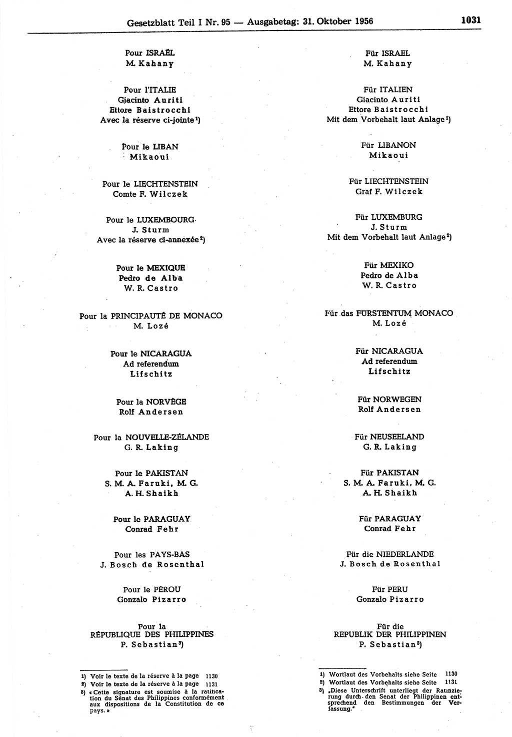 Gesetzblatt (GBl.) der Deutschen Demokratischen Republik (DDR) Teil Ⅰ 1956, Seite 1031 (GBl. DDR Ⅰ 1956, S. 1031)