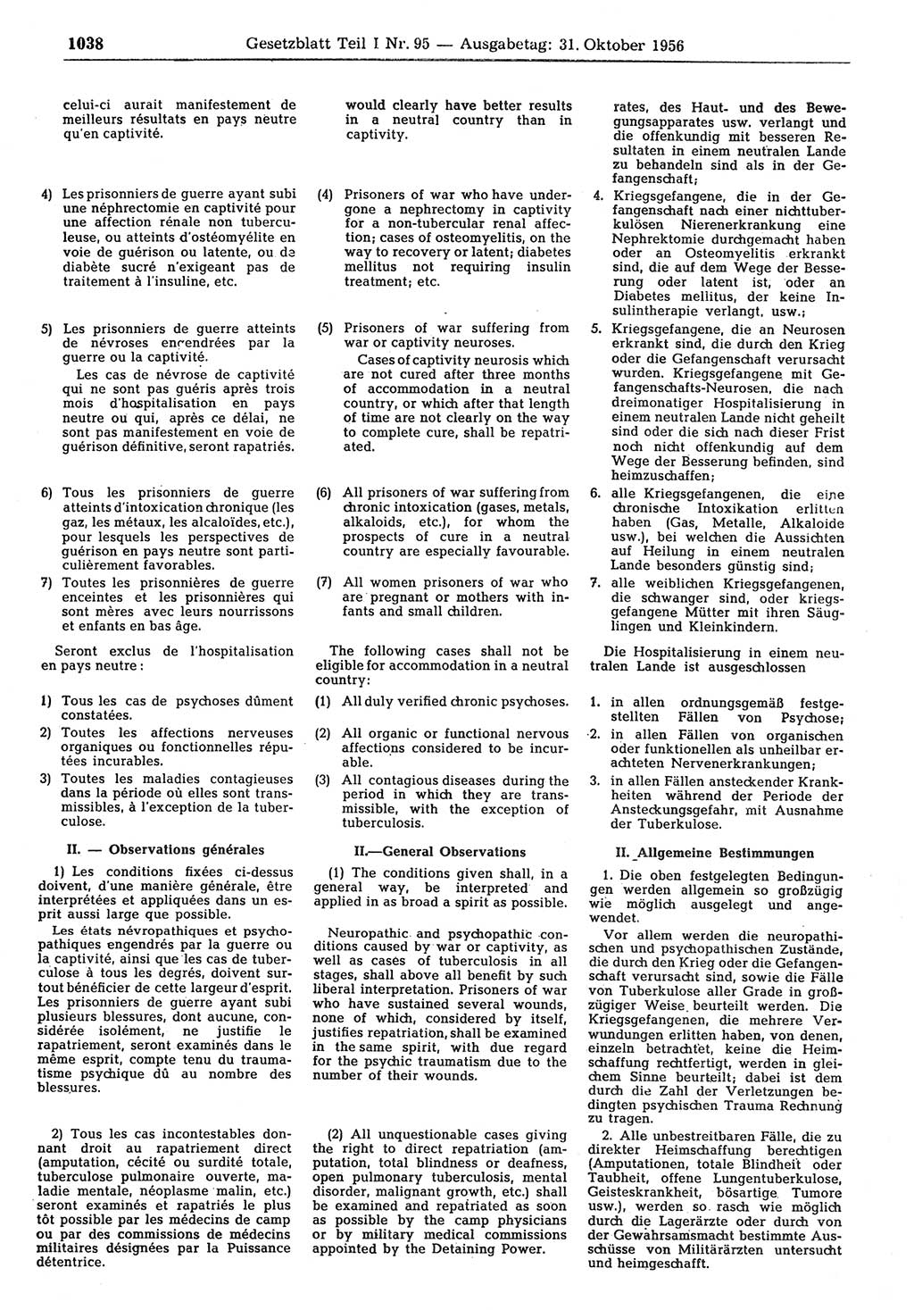 Gesetzblatt (GBl.) der Deutschen Demokratischen Republik (DDR) Teil Ⅰ 1956, Seite 1038 (GBl. DDR Ⅰ 1956, S. 1038)