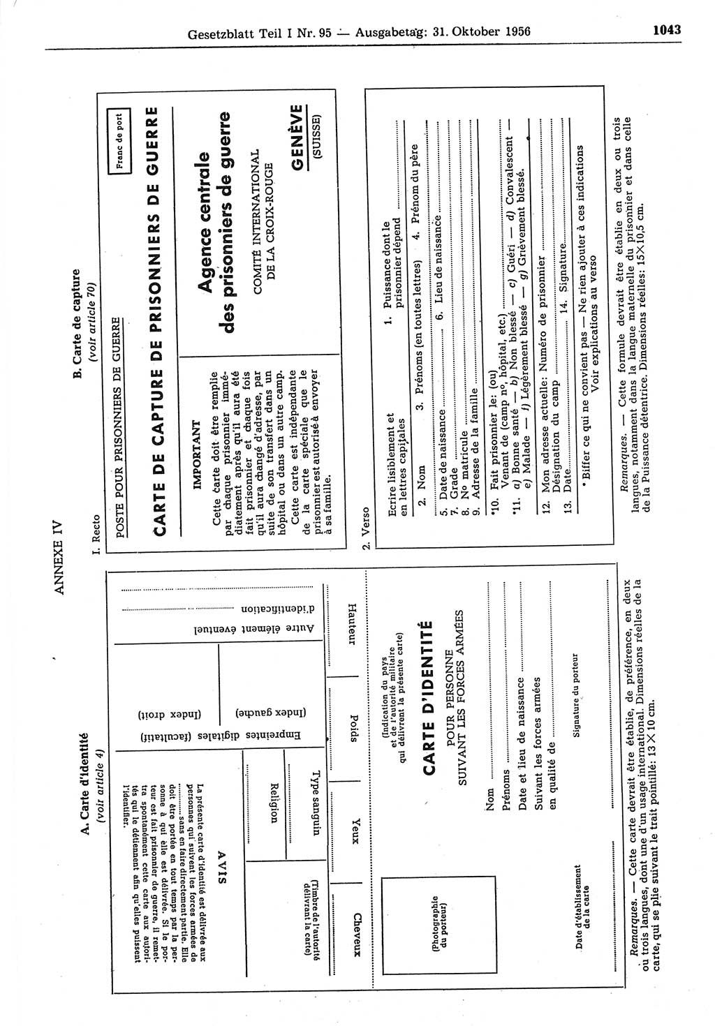 Gesetzblatt (GBl.) der Deutschen Demokratischen Republik (DDR) Teil Ⅰ 1956, Seite 1043 (GBl. DDR Ⅰ 1956, S. 1043)