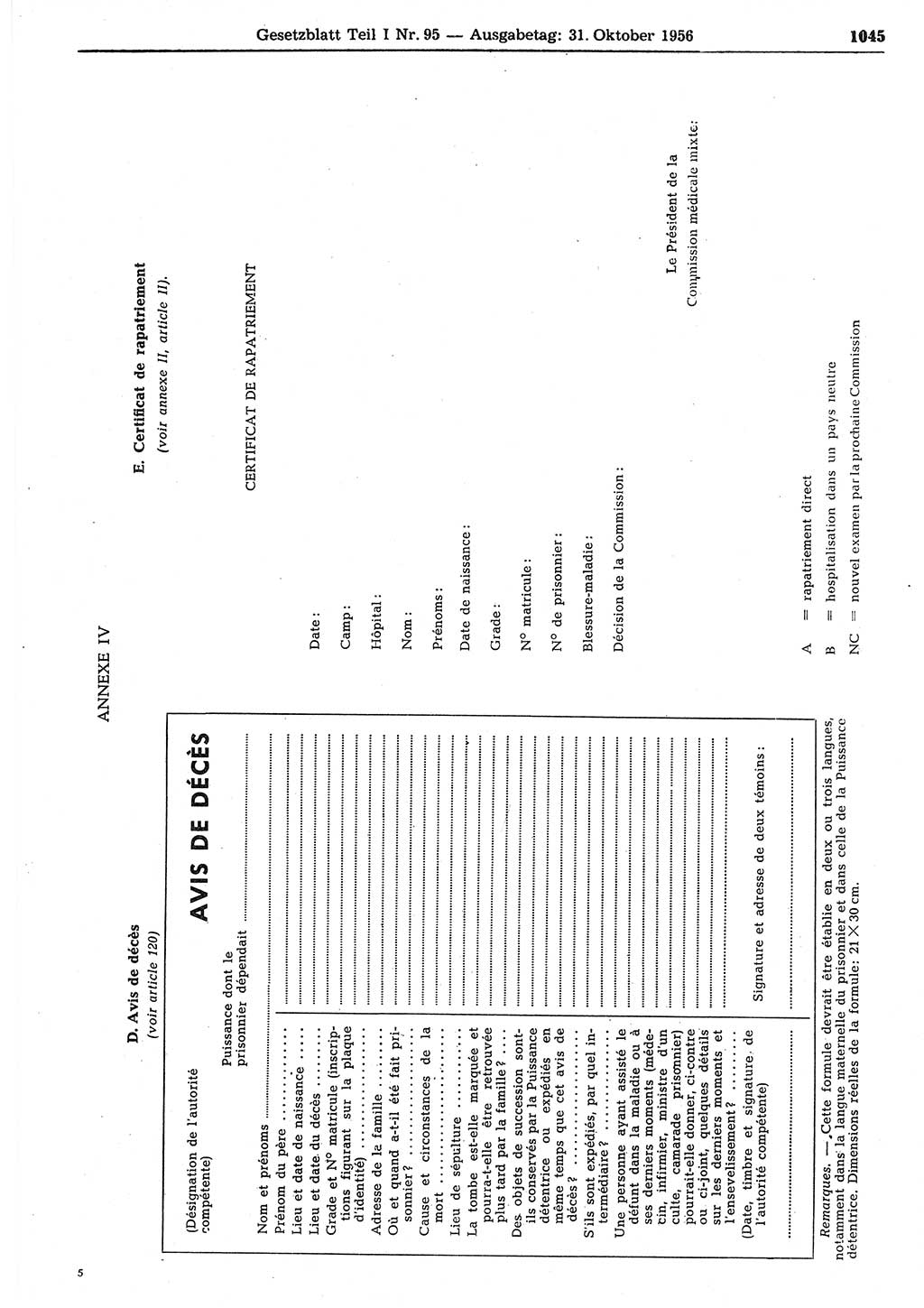 Gesetzblatt (GBl.) der Deutschen Demokratischen Republik (DDR) Teil Ⅰ 1956, Seite 1045 (GBl. DDR Ⅰ 1956, S. 1045)