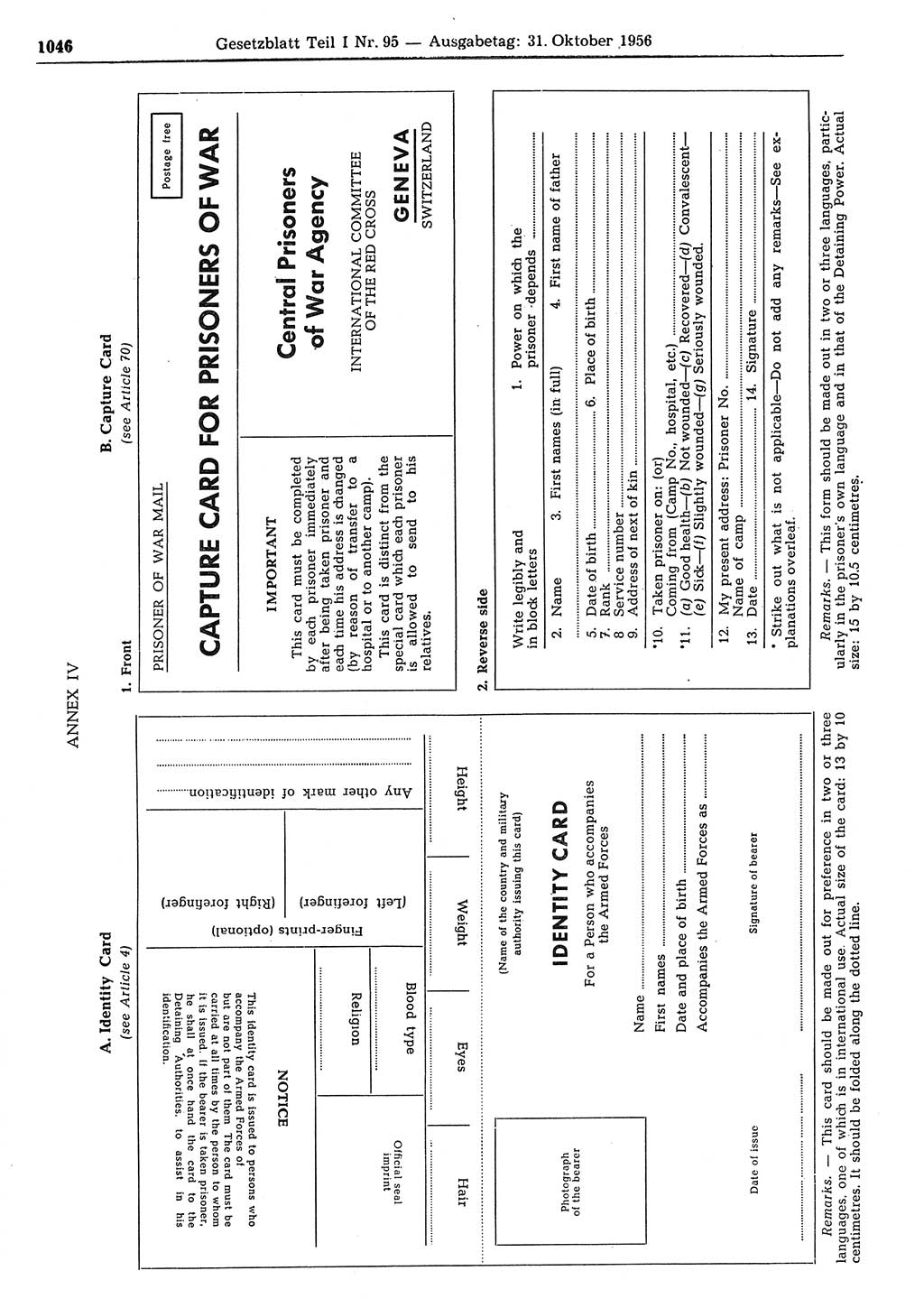 Gesetzblatt (GBl.) der Deutschen Demokratischen Republik (DDR) Teil Ⅰ 1956, Seite 1046 (GBl. DDR Ⅰ 1956, S. 1046)