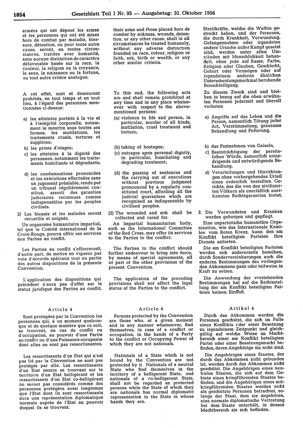 Gesetzblatt (GBl.) der Deutschen Demokratischen Republik (DDR) Teil Ⅰ 1956, Seite 1054 (GBl. DDR Ⅰ 1956, S. 1054)