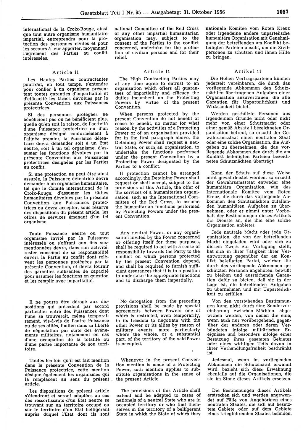 Gesetzblatt (GBl.) der Deutschen Demokratischen Republik (DDR) Teil Ⅰ 1956, Seite 1057 (GBl. DDR Ⅰ 1956, S. 1057)