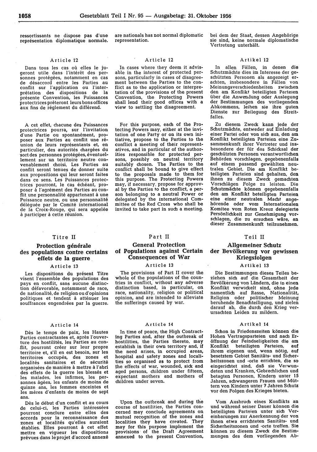 Gesetzblatt (GBl.) der Deutschen Demokratischen Republik (DDR) Teil Ⅰ 1956, Seite 1058 (GBl. DDR Ⅰ 1956, S. 1058)
