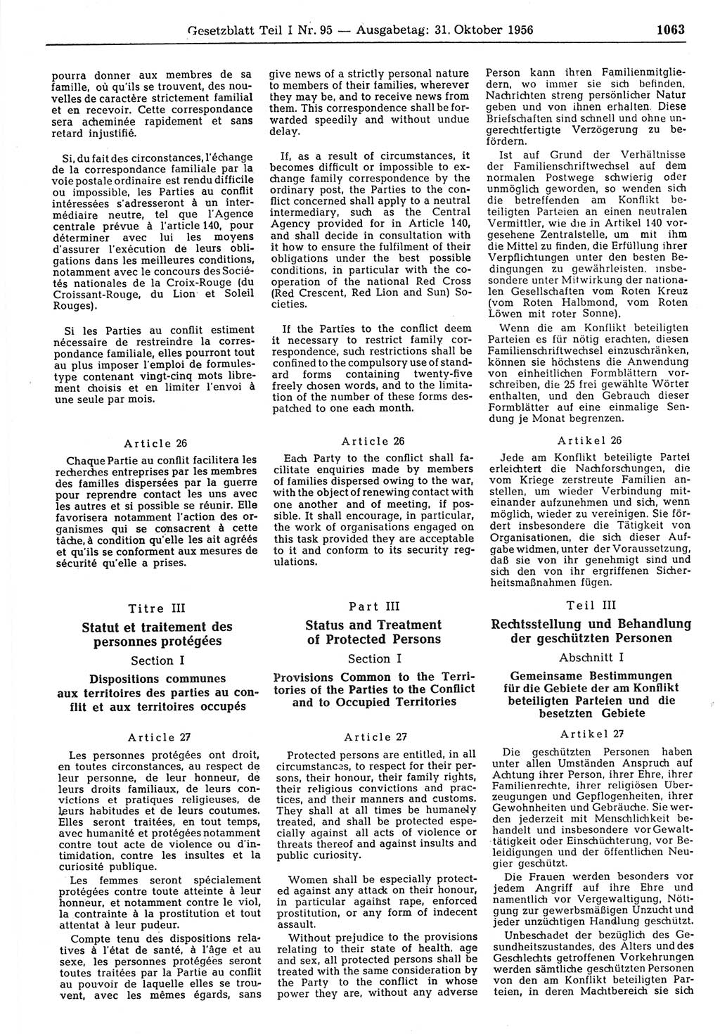 Gesetzblatt (GBl.) der Deutschen Demokratischen Republik (DDR) Teil Ⅰ 1956, Seite 1063 (GBl. DDR Ⅰ 1956, S. 1063)