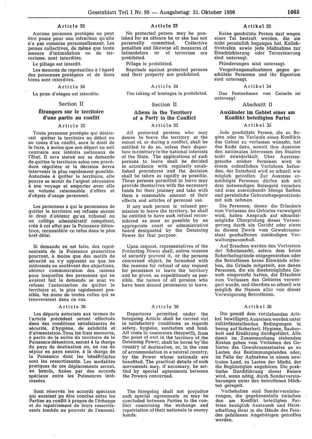 Gesetzblatt (GBl.) der Deutschen Demokratischen Republik (DDR) Teil Ⅰ 1956, Seite 1065 (GBl. DDR Ⅰ 1956, S. 1065)