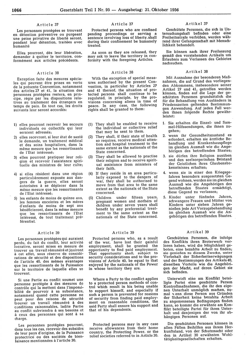 Gesetzblatt (GBl.) der Deutschen Demokratischen Republik (DDR) Teil Ⅰ 1956, Seite 1066 (GBl. DDR Ⅰ 1956, S. 1066)