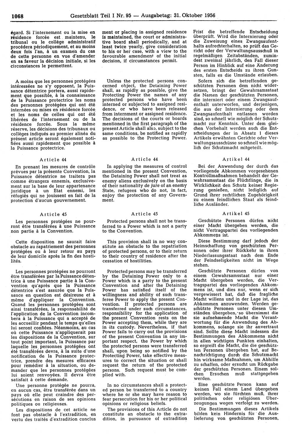 Gesetzblatt (GBl.) der Deutschen Demokratischen Republik (DDR) Teil Ⅰ 1956, Seite 1068 (GBl. DDR Ⅰ 1956, S. 1068)